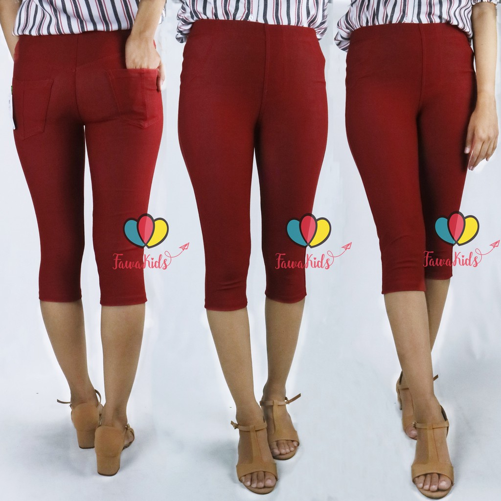 Jegging Laudya fit to XXL / PREMIUM Panjang 3/4 Polos Fashion Import Denim Semi Jeans Tebal Pendek