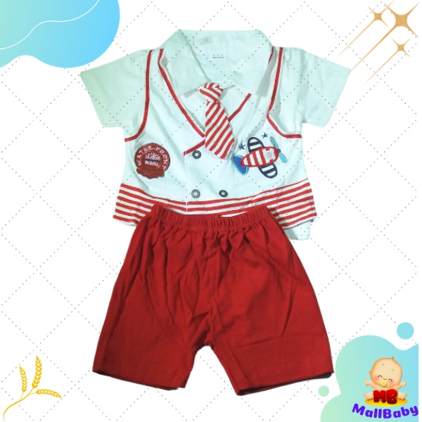 Baju Bayi Laki Laki 6-12 Bulan Setelan Baju Bayi Laki laki 1 Tahun Dasi Pilot