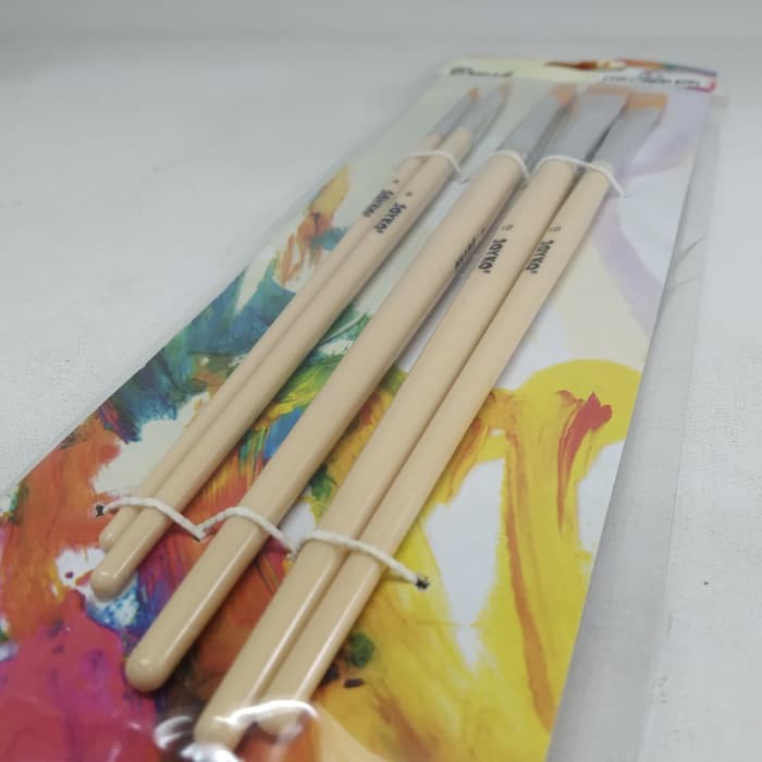 Kuas Lukis Cat Air Minyak lancip Acrylic Brush Paint set 5 pcs dramashop