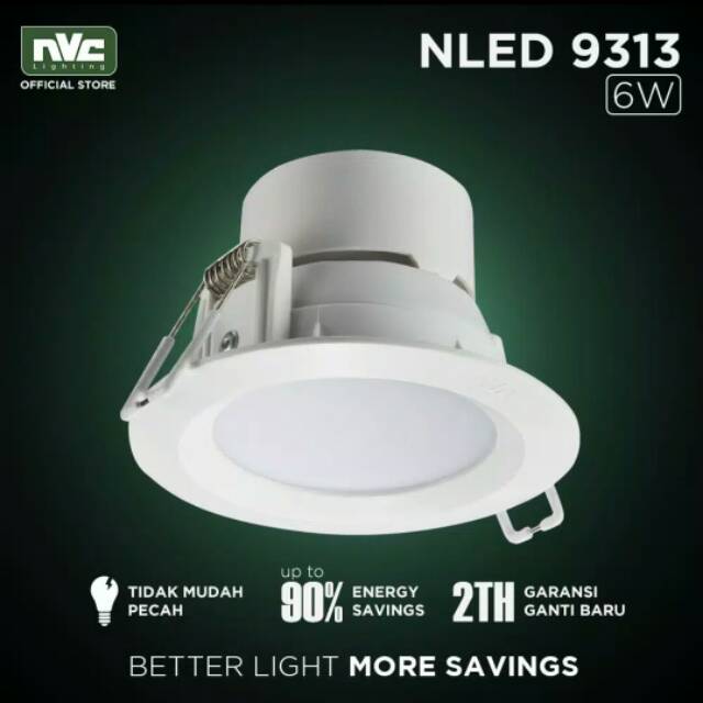 Lampu NLED NVC 9313 / Putih 6W 220-240V/ Lampu Downlight