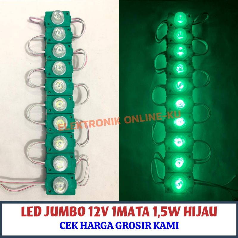 LAMPU LED JUMBO 12V 1MATA 1,5W HIJAU