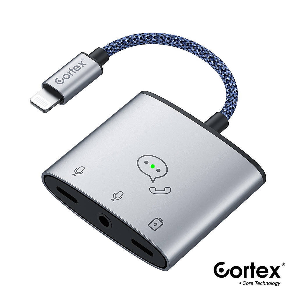 Cortex MH382 Splitter iPhone 3in1 Lightning to L + Jack 3.5 mm Converter Support PUBG Charge + Mic