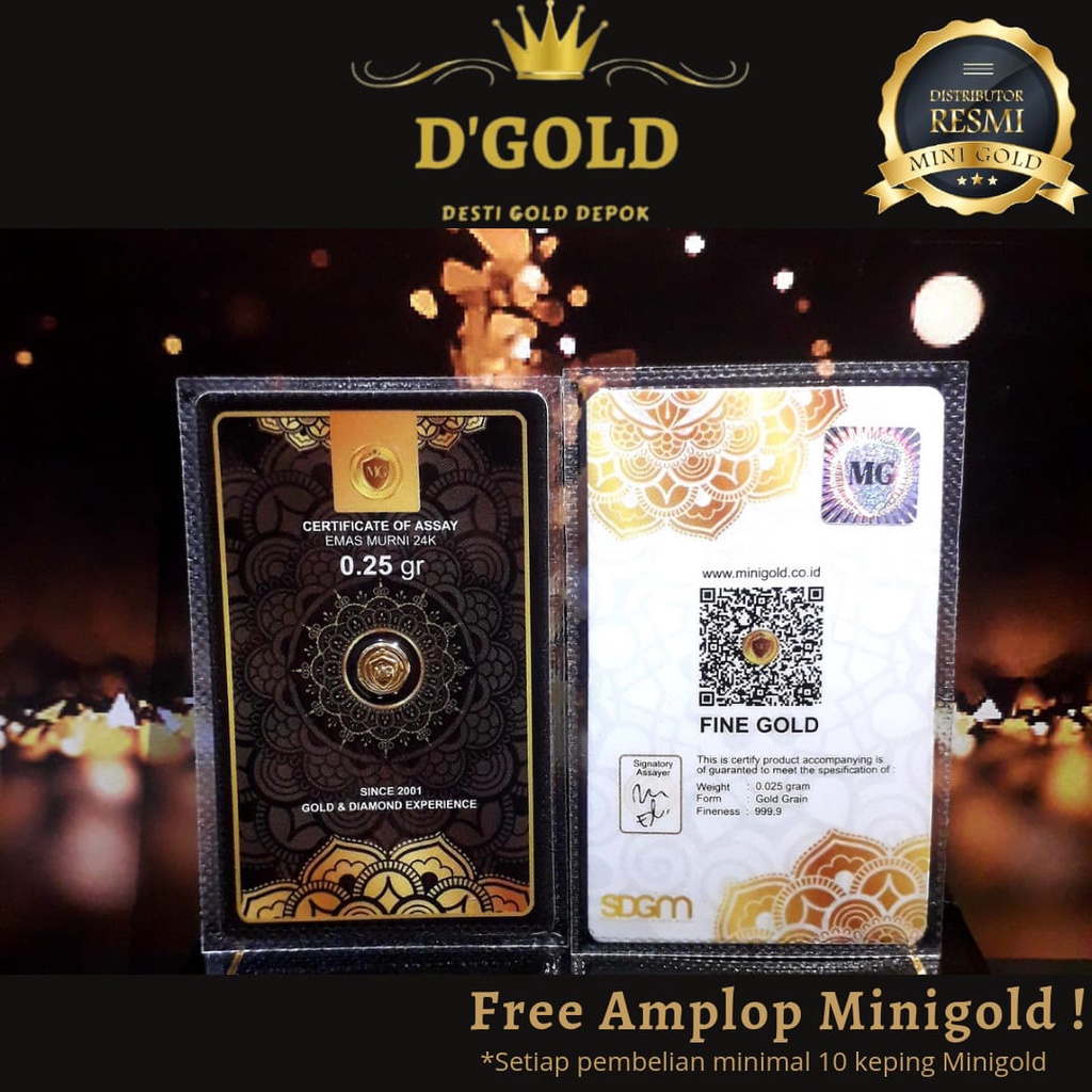 MINIGOLD 0,25 Gram Logam Mulia Emas 24 Karat / EMAS MINI GOLD