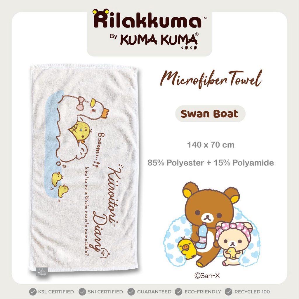 PROMO HANDUK BAYI HANDUK ANAK PREMIUM Handuk KUMA KUMA Microfiber Kuma Kuma Motif ( 70 x 140 cm )-SWAN BOARD