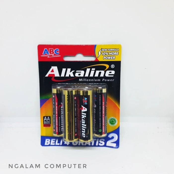 Baterai ABC Alkalin AA Isi 4+2