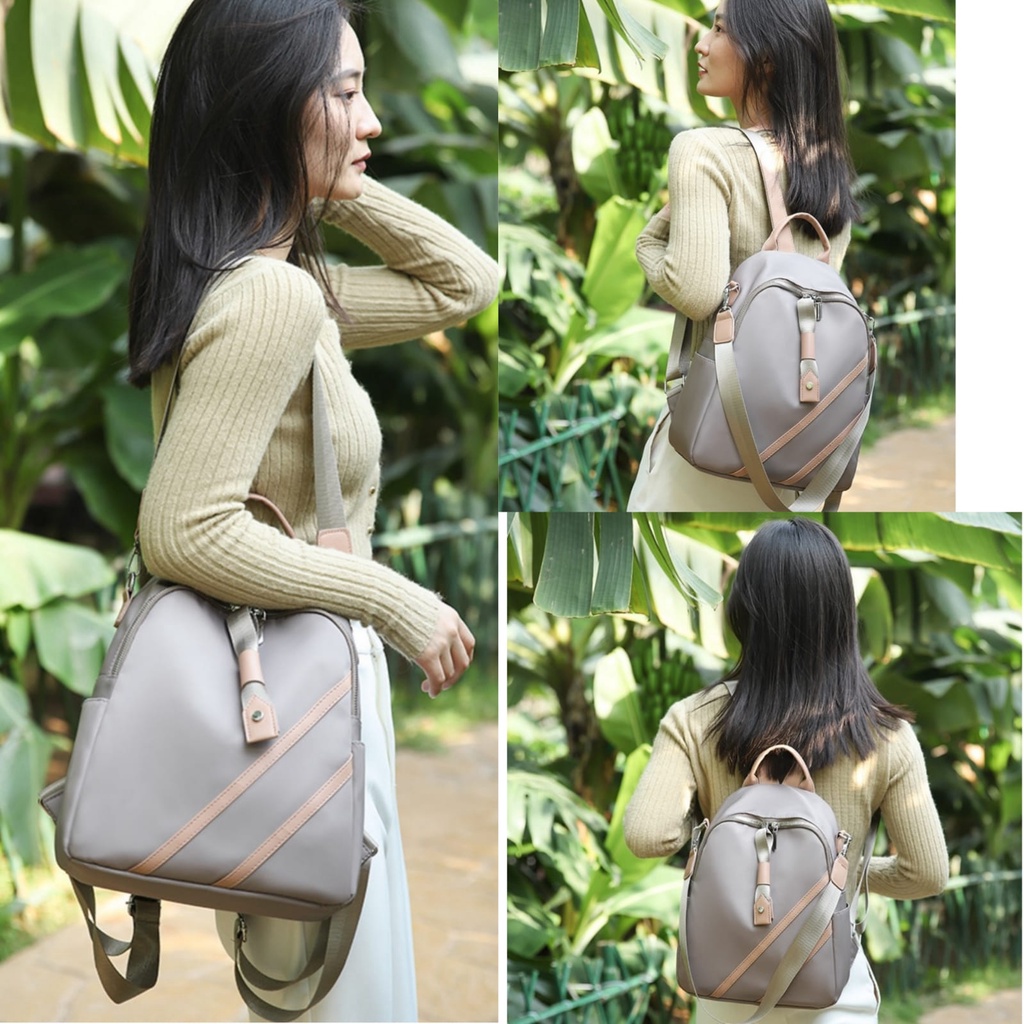 TAS RANSEL WANITA KOREA IMPORT ANTI AIR GREY BACKPACK CEWEK MURAH DANIELE TA595G2 GENDONG PUNGGUNG SEKOLAH KERJA KULIAH FASHION PREMIUM BATAM REMAJA KEKINIAN