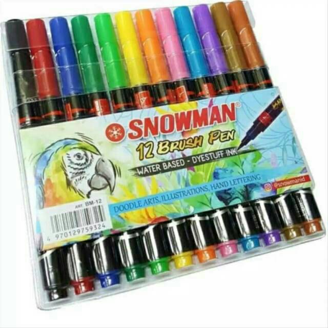 

Spidol Snowman Brush Pen 12 warna BM-12