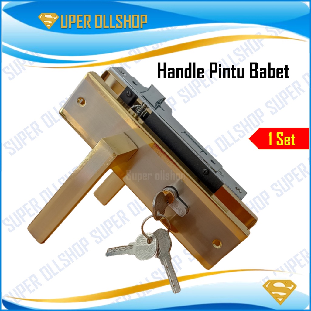 Handle Pintu Rumah / Kunci Pintu Rumah Tanggung Putih Kuning / Slot Handle Kunci Pintu Rumah Babet Silinder Kunci Jantung Kuningan Murah