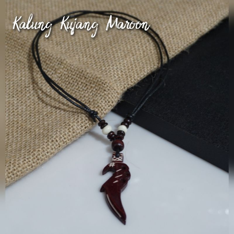 Kalung Liontin Kujang,Taring,Rasta Bahan Tulang Asli