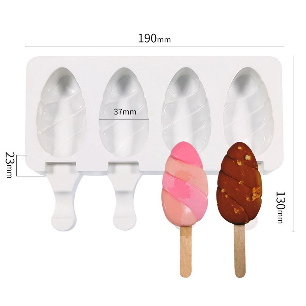 Cetakan Es Krim SOLIGHTER 4rongga Dessert Ice lolly Molds Icebox Frozen Yogurt DIY