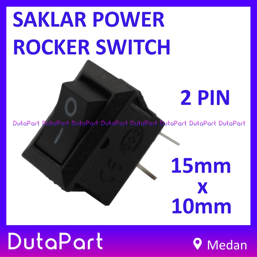 Saklar Power Rocker Switch ON OFF 15mm x 10mm 2 PIN Kaki 3A 250VAC