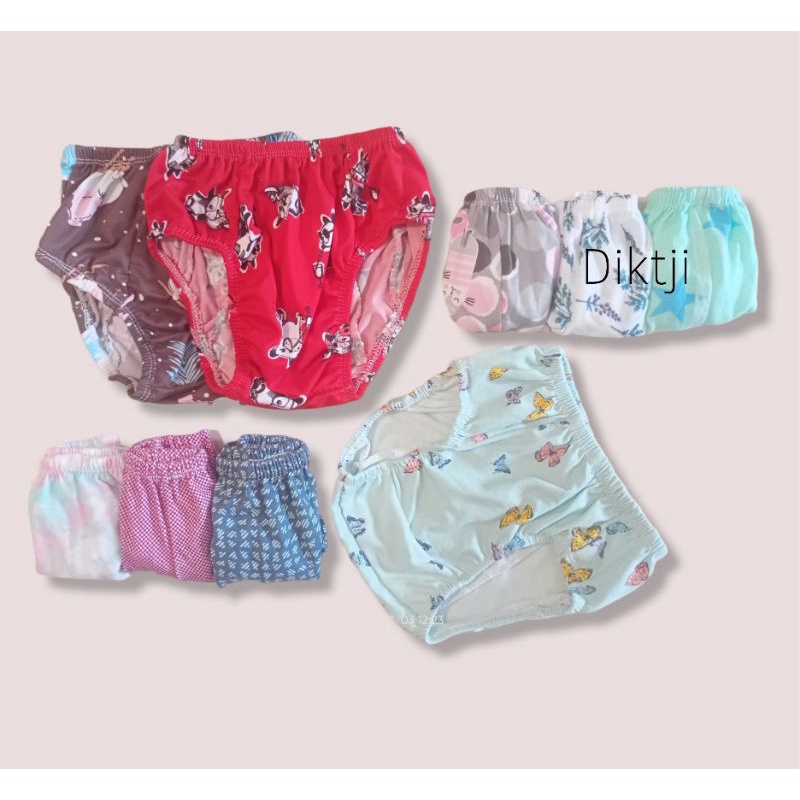 12 PCS Celana Dalam Anak Perempuan/Cewek MOTIF LEDING Lusinan