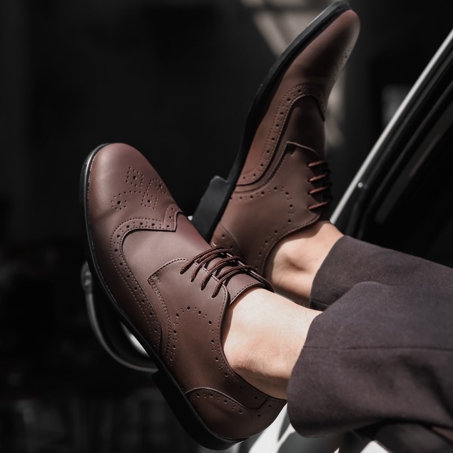 Wingtip Brown | Sepatu Pantofel Formal Kasual Kerja Kuliah Pria Cowok Men Lokal Laces | FORIND Worka