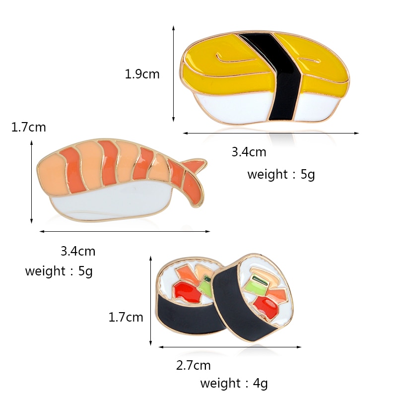 Bros Pin Buckle Desain Sushi Salmon Bento Rice Roll Gaya Jepang Untuk Kemeja Denim Anak Perempuan