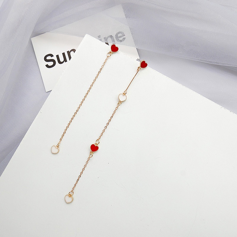[littlecrab] Anting Wanita Merah Cherry Love Anting Panjang Simple Elegan Buah Long Strawberry Woman Earrings Anting Berkualitas Anting Drop Korean Style