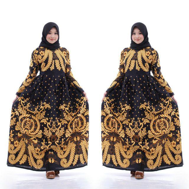 BATIK COUPLE GAMIS Maura Couple - Sania Ruffle Batik Couple ori Ndoro jowi DNT Garansi Termurah-Gamis gurita kuning