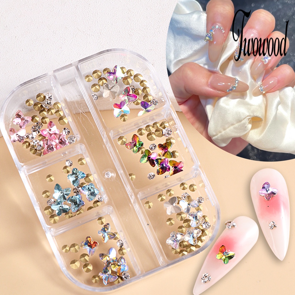 Ornamen Kupu-Kupu Warna-Warni Bahan Kaca Untuk Dekorasi Nail Art