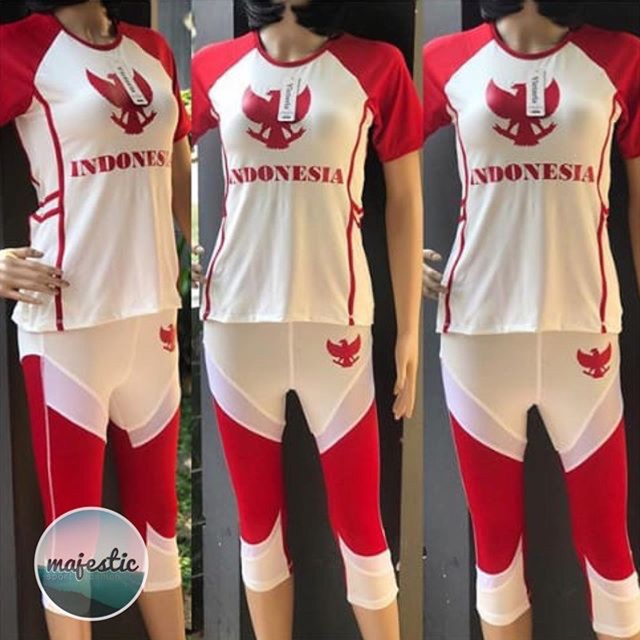 merah putih mesh set - setelan 17an 17 agustus agustusan seragam