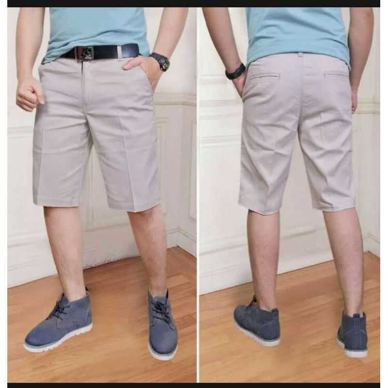 (BIG SIZE)  Celana Chino Pendek Pria mick katun twill krem coklat surfing santai