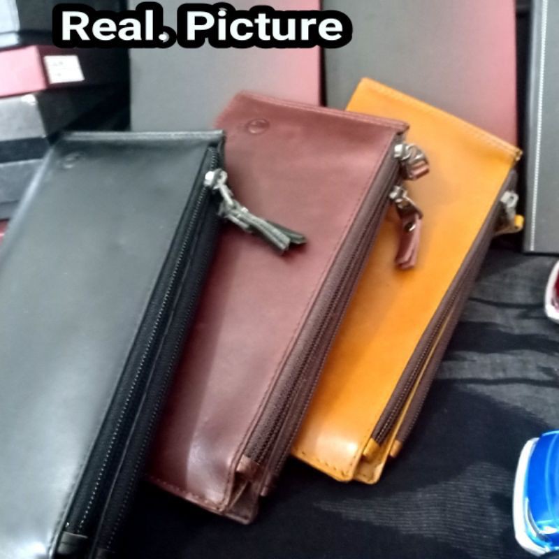 DOMPET KULIT SAPI ASLI  DOUBLE ZIPER KULIT LIPAT PRIA KULIT SAPI PREMIUM