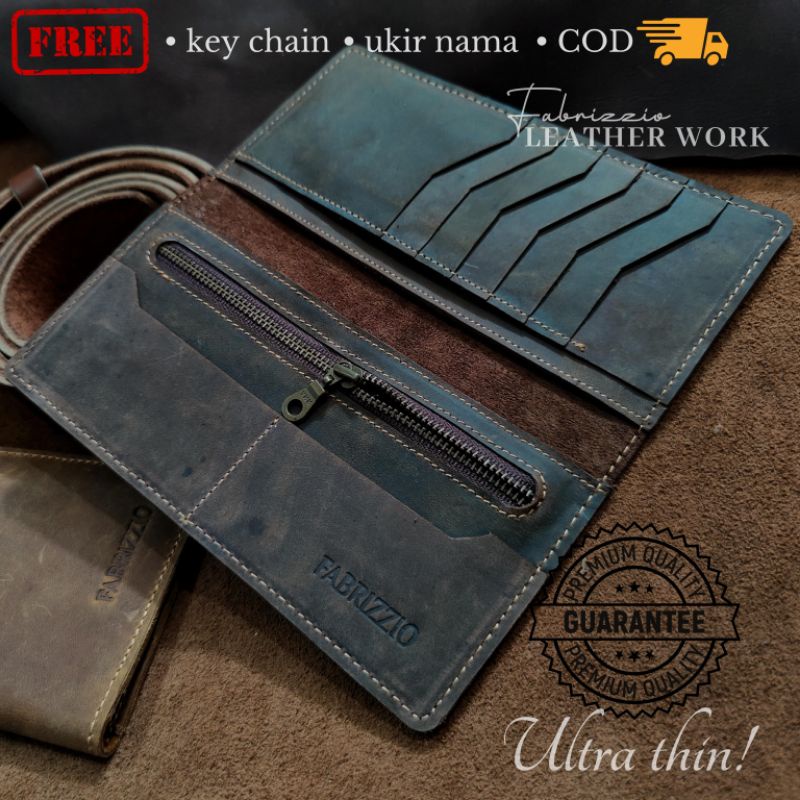 dompet panjang fabrizzio thin wallet tipis kulit asli luar dalam