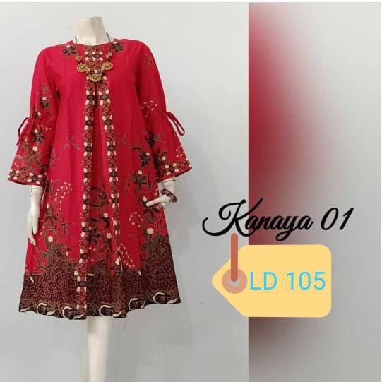 Tunik Batik Kanaya Motiv Melati Bahan Katun Primisima Unggul Jaya Ukuran All Size Ld 105 Cm