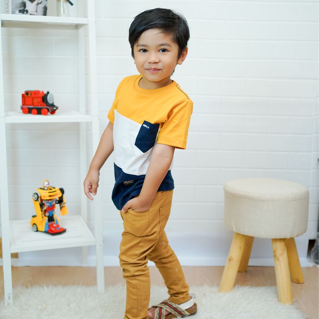 Kaos Anak Laki - laki Premium Original Premium Branded | Mevla Kids - Sakha Mustard