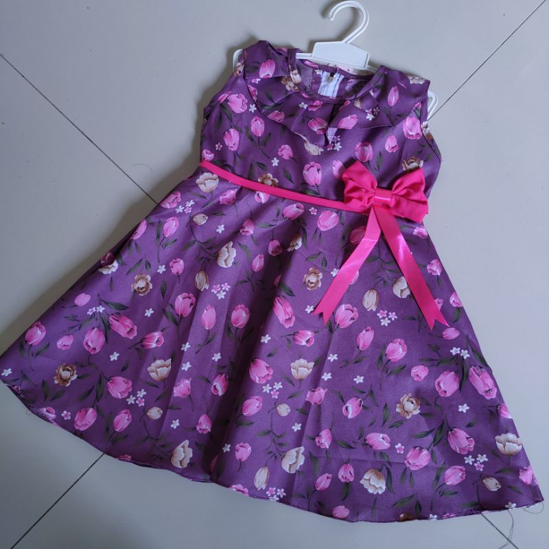 Dress anak 2 3 tahun singket motif bunga tulip singlet