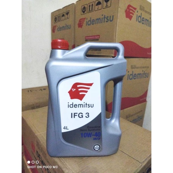 oli mesin mobil 4 liter/oli IDEMITSU IFG3 10W-40 SN/CF SEMI-SYN 4 liter gasolin & diesel