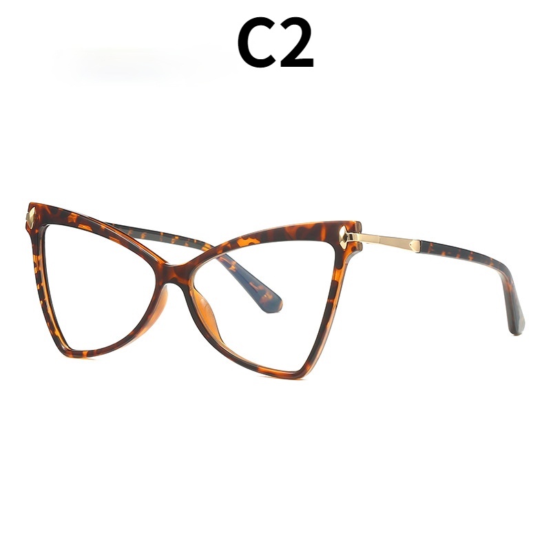 (YUZHU) European and American Fashion TR90 Oversized Frame Glasses Trendy Fashion Anti Blue Light Eyeglasses Women