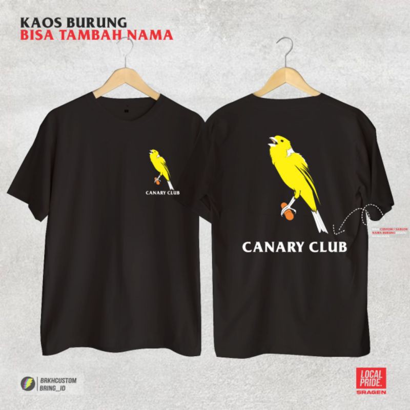 KAOS BURUNG KENARI, BISA TAMBAH SABLON NAMA