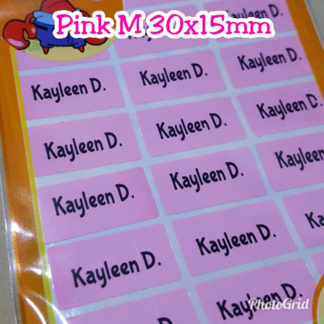 

LABEL NAMA POLOS PINK tahan air / waterproof