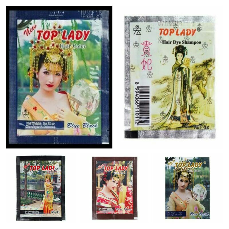 Top Lady Hair Dye Shampo/Hair Color 3GR/2X10/2X20GR 1 - 6 Sachet