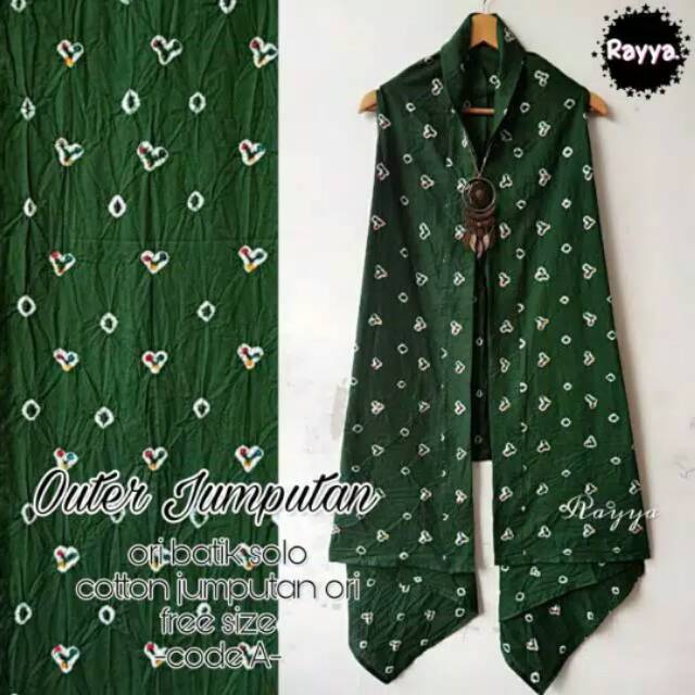 Outer Jumputan Ori Handmade Cinde Solo Kusut Classic Vest Panjang Rompi