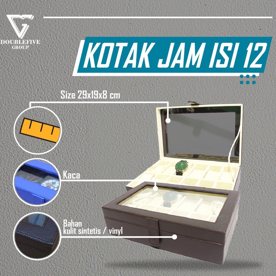 Kotak Jam / Box Jam / Tempat Penyimpanan Jam / Watch Box Oraganizer isi 12 Coklat Cream