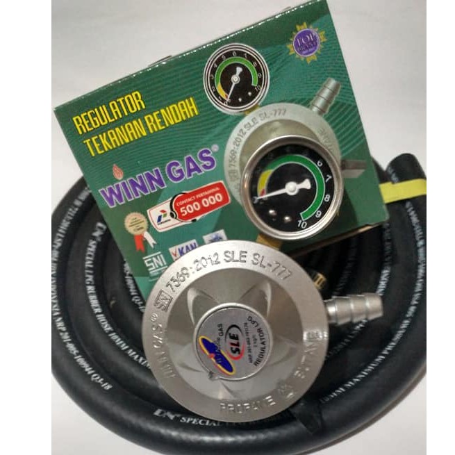 Regulator Zhelgaz Matic WINN GAS SLE 777 Manometer Selang Gas LPG 500 PSI Anti Meledak
