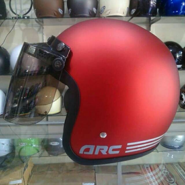Helm arc original premium merah dof kaca datar bogo
