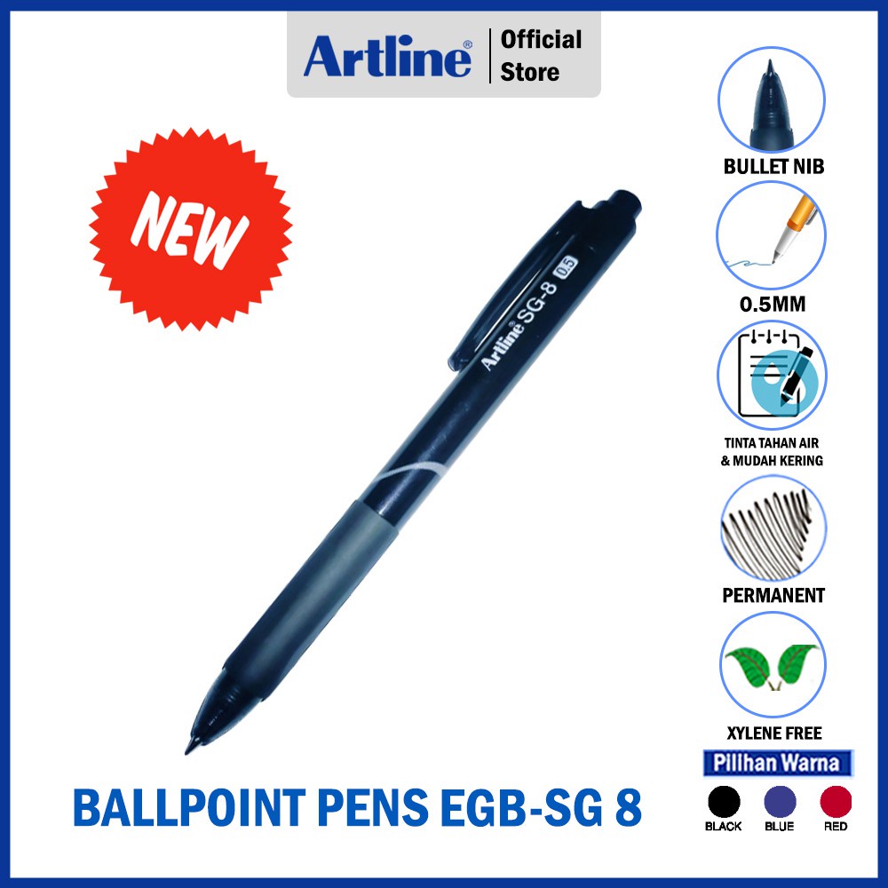 

Artline retractable ballpoint pen pulpen cetek 0.5mm SG8850