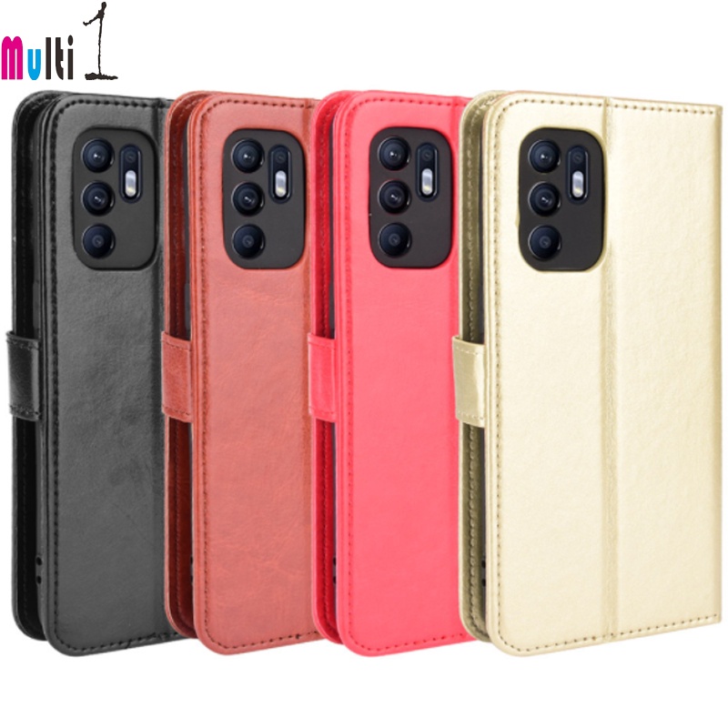 Leather Case OPPO Reno 6 4G Flip Cover Case Dompet