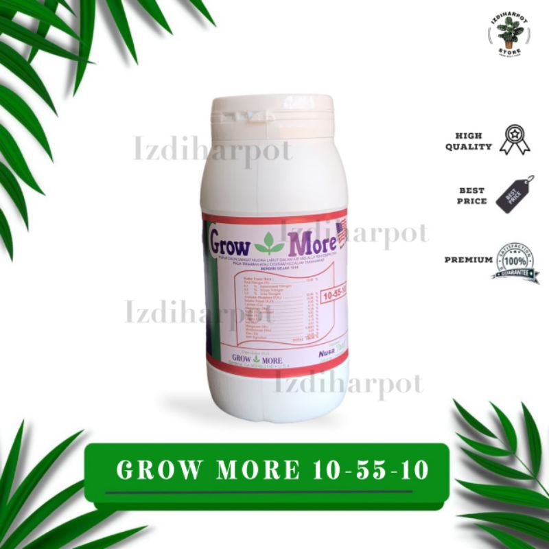 Pupuk nutrisi npk GROWMORE 10-55-10 akar dan bunga(454gr) - GROWMORE BOTOL 10-55-10