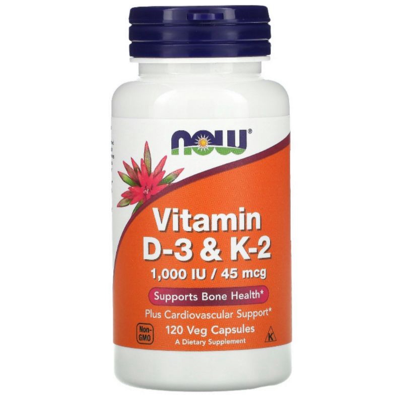NOW FOODS VITAMIN D3 DAN K2 1000 IU 45 MCG - 120 VEG CAPSULES