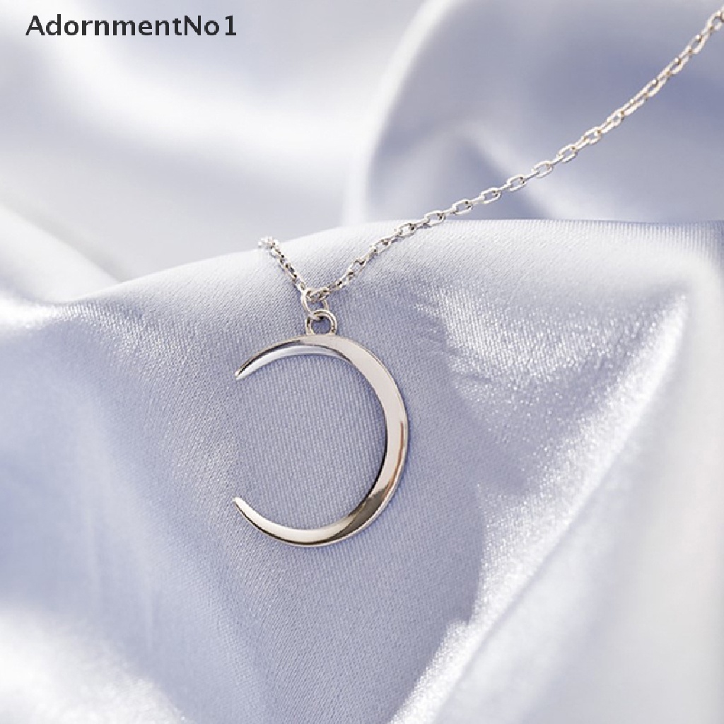 (AdornmentNo1) Kalung Rantai Lapis Silver Dengan Liontin Bulan Sabit Untuk Wanita