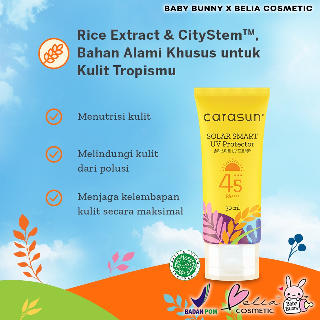 ❤ BELIA ❤ CARASUN Solar Smart UV Protector Sunscreen SPF 45 PA++++ | 8ml | 30ml | 70ml | BPOM