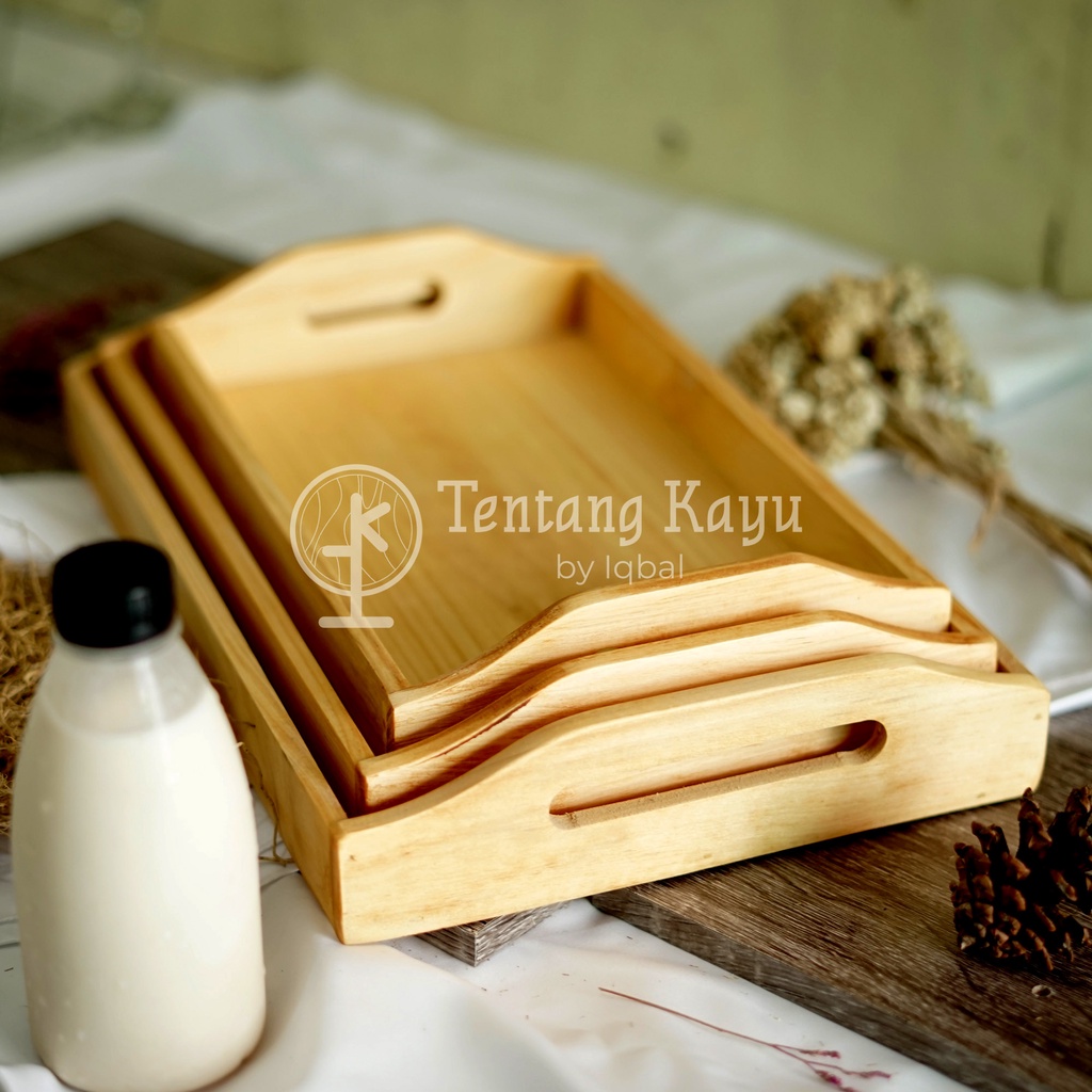 Nampan Kayu Kotak / Baki Kayu Kotak / Baki Panjang Besar Kecil Sedang