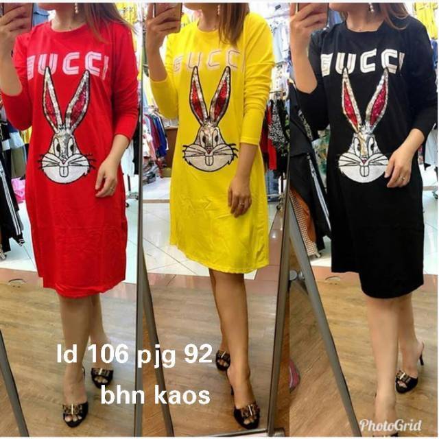 Jl tunik gucci robbit import panjang bahan kaos 1219