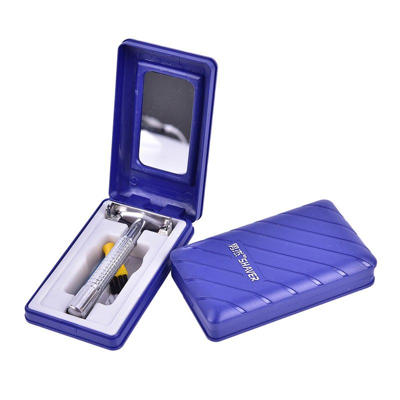 Safety Razor Jadul Pisau Cukur Jenggot & Kumis Manual Gagang Besi Stainles