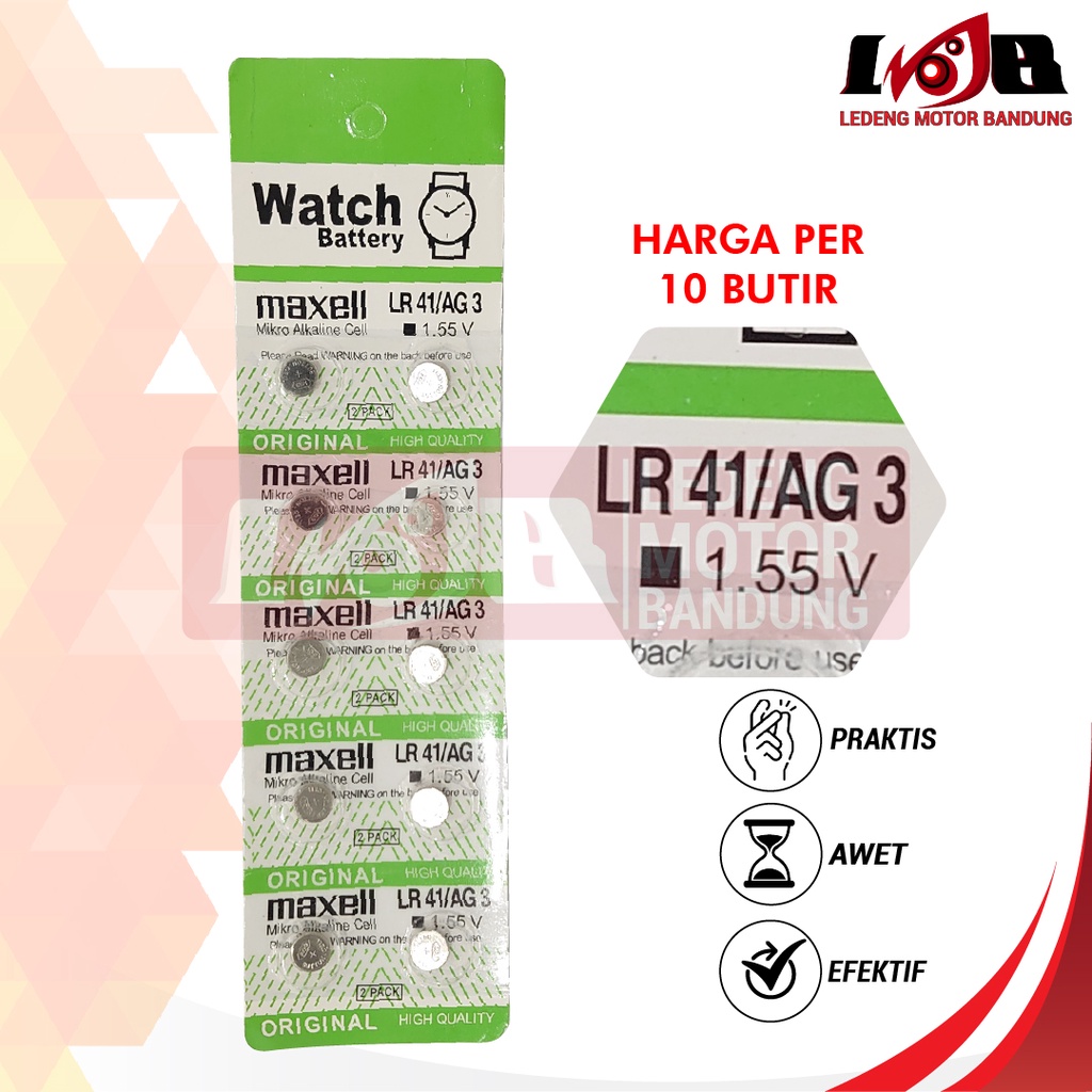 Baterai Kancing LR41 Watch Battery Jam Bulat Kecil AG3 isi 10pcs