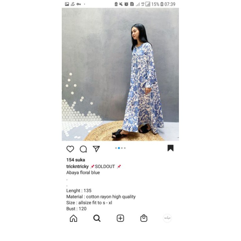 Abaya Floral Blue Trick and tricky / Dress Trick and Tricky