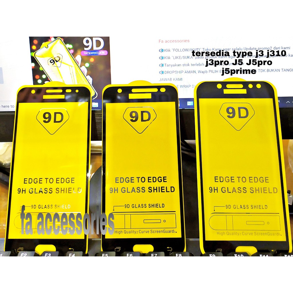 Tempered glass 5d full lem SAMSUNG J3 2016 J310 J3PRO J5 J510 J5 PRO J5PRIME screen protector prime