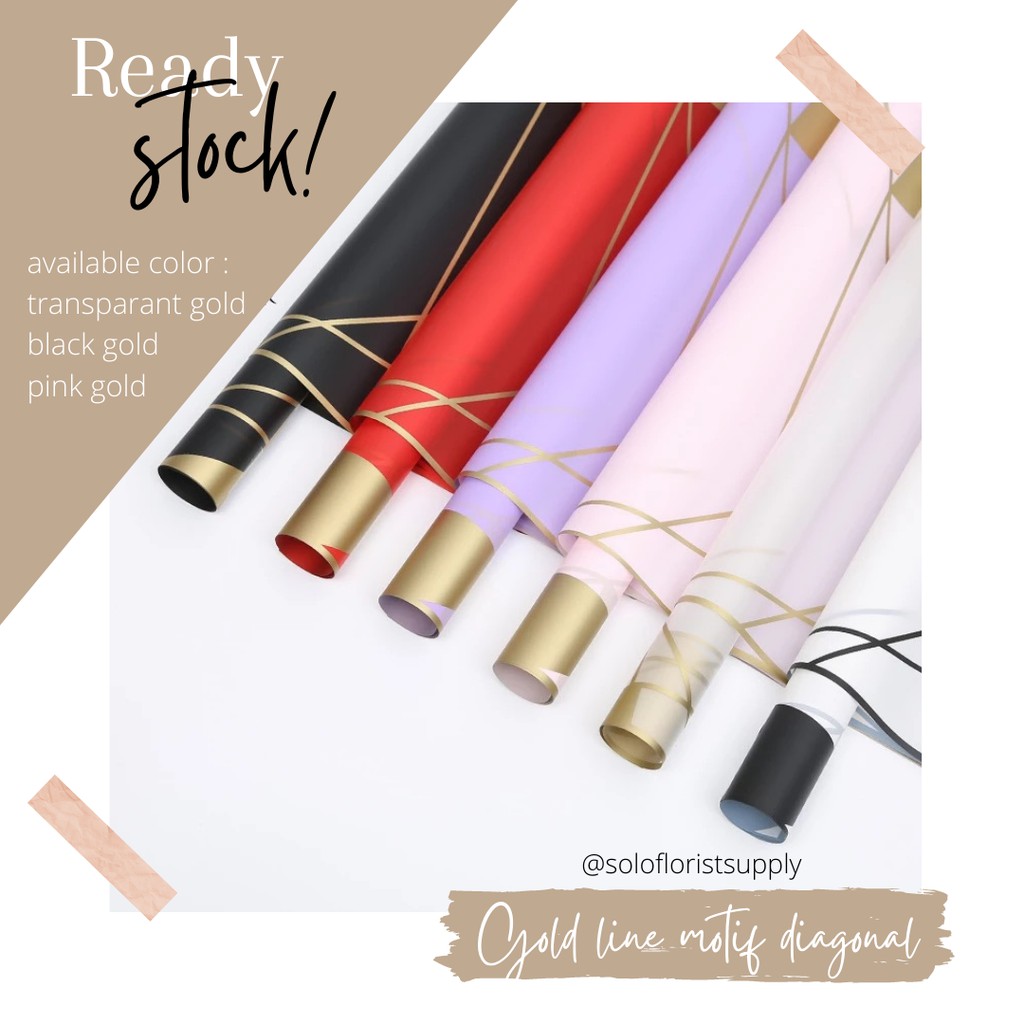 

DIAGONAL GOLD LINE FLOWER WRAPPING COLOR TRANSPARENT CELLOPHANE KERTAS BUNGA PEMBUNGKUS BUKET